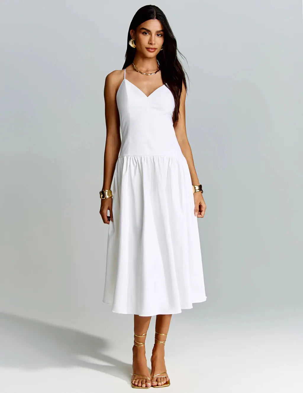 Vestido Midi Com Amarração Nas Costas Améline Lumivé