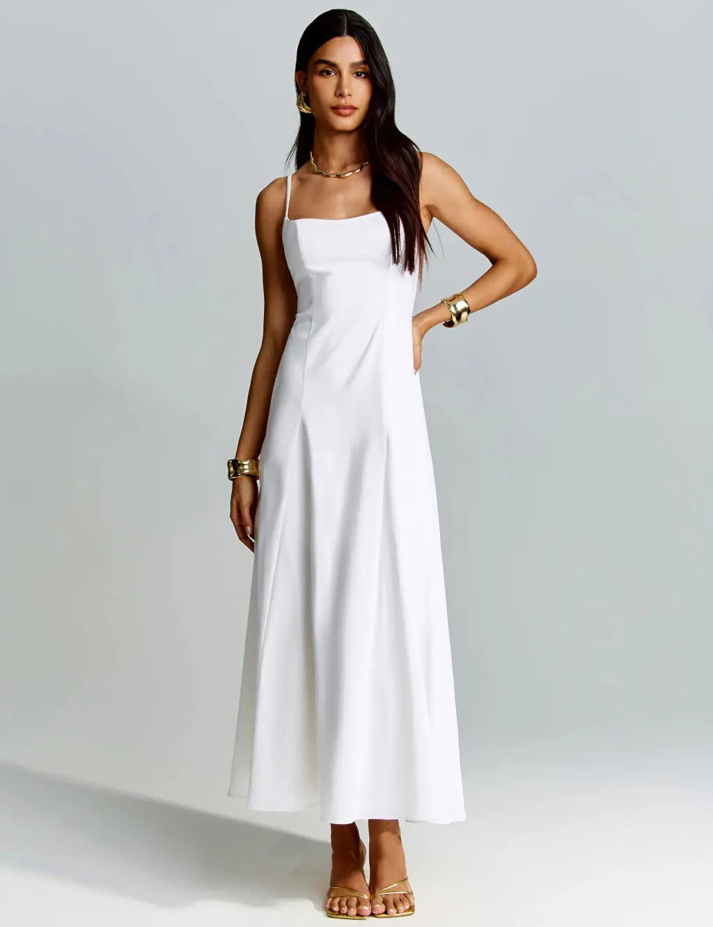 Vestido Midi Com Decote Reto Zeph Lumivé