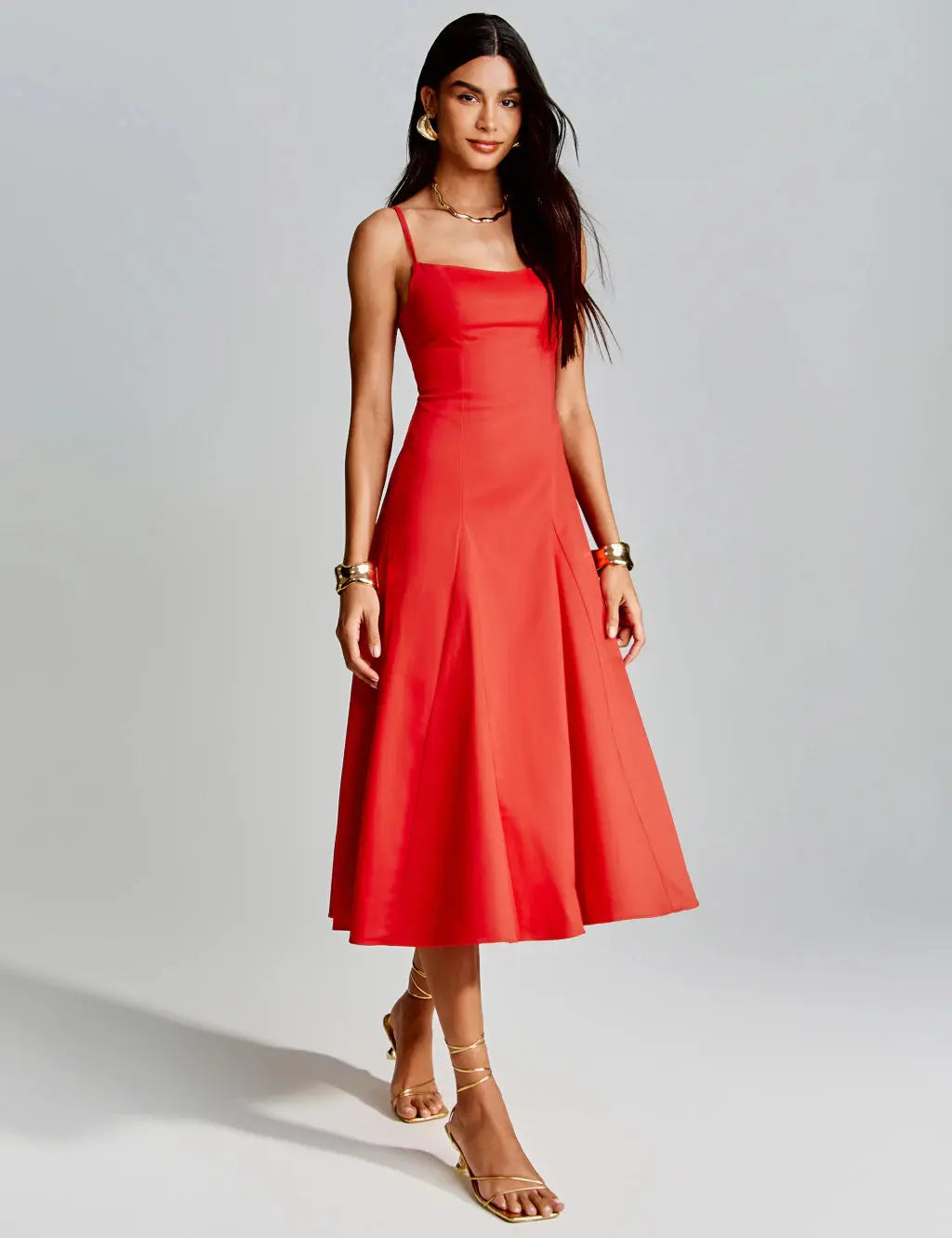 Vestido Midi Com Decote Reto Zeph Lumivé